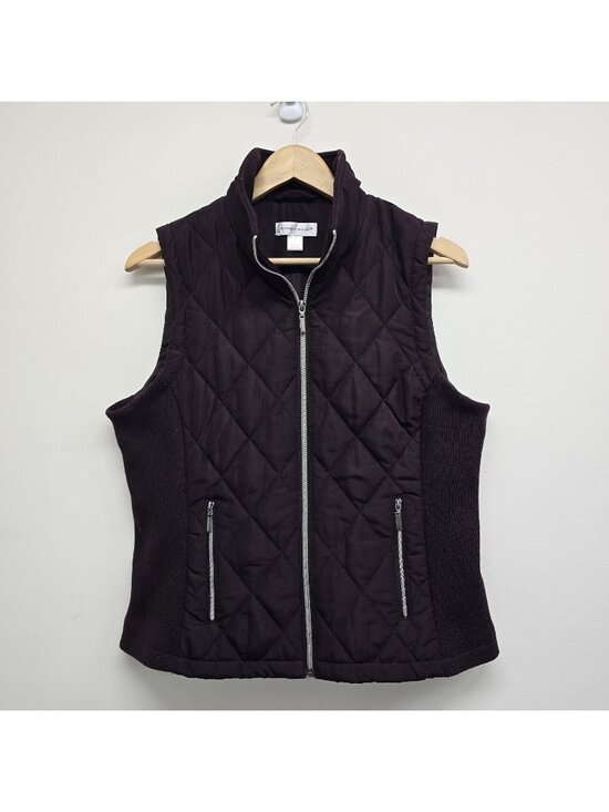 Christopher & Banks Jackets & Blazers - Christopher Banks Quilted Vest Size M Full Zip Flex Ribbed Side Panels Layering